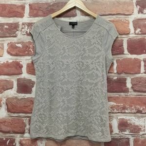 The Limited Top Womens Medium Gray Embroidered Abstract Slubbed Casual Blouse